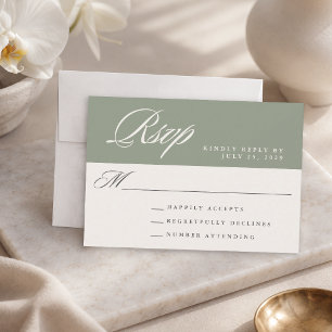Sage Green Simple Modern Elegant Wedding RSVP Card