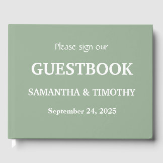 Sage Green Simple Modern Minimalist Wedding Guest Book