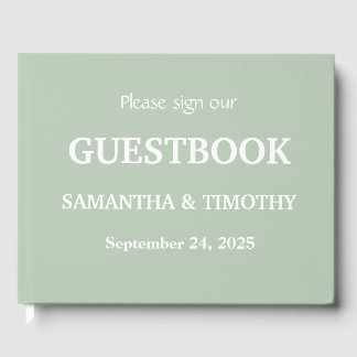 Sage Green Simple Modern Minimalist Wedding Guest Book