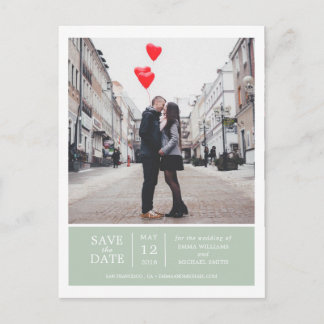 Sage Green Simple & Modern Photo Save the Date Announcement Postcard