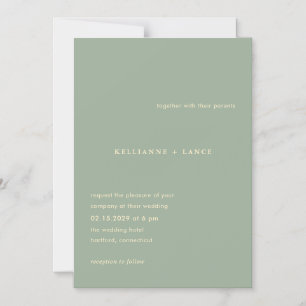 Sage Green Simple Modern Wedding Magnetic Invitation