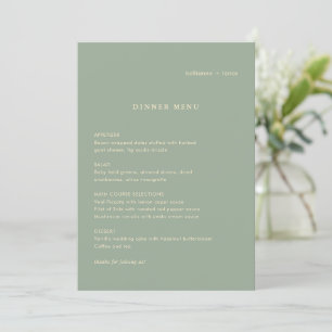 Sage Green Simple Modern Wedding Menu