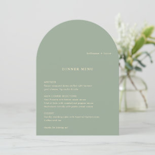 Sage Green Simple Modern Wedding Menu Invitation