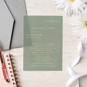 Sage Green Simple Modern Wedding Program