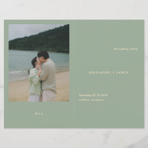 Sage Green Simple Modern Wedding Program