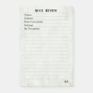 Sage Green Simple Monogram Book Review  Post-it Notes