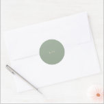Sage Green Simple Monogram Modern Wedding Classic Round Sticker<br><div class="desc">Modern style wedding stickers featuring a simple yet elegant design.</div>