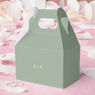 Sage Green Simple Monogram Modern Wedding Favour Box