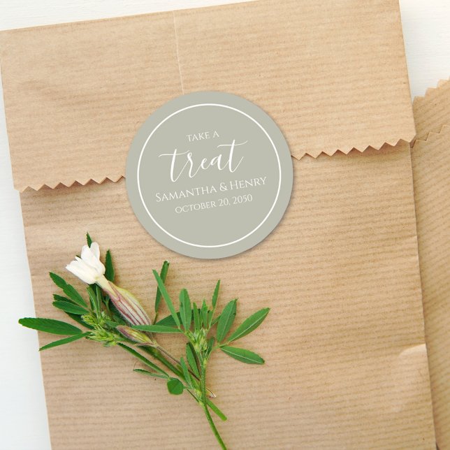 Sage Green Simple Party Favor Custom Classic Round Sticker (Creator Uploaded)