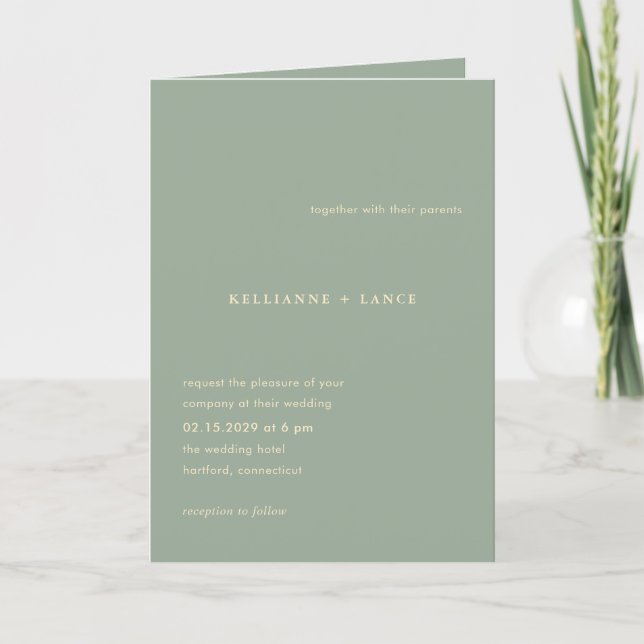 Sage Green Simple Photo Modern Wedding Invitation (Front)
