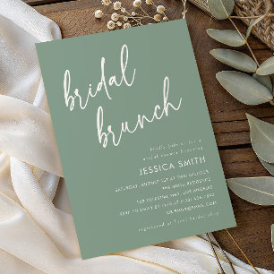 Sage Green Simple Script Bridal Brunch Invitation