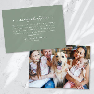 Sage Green Simple Script Photo Holiday Card