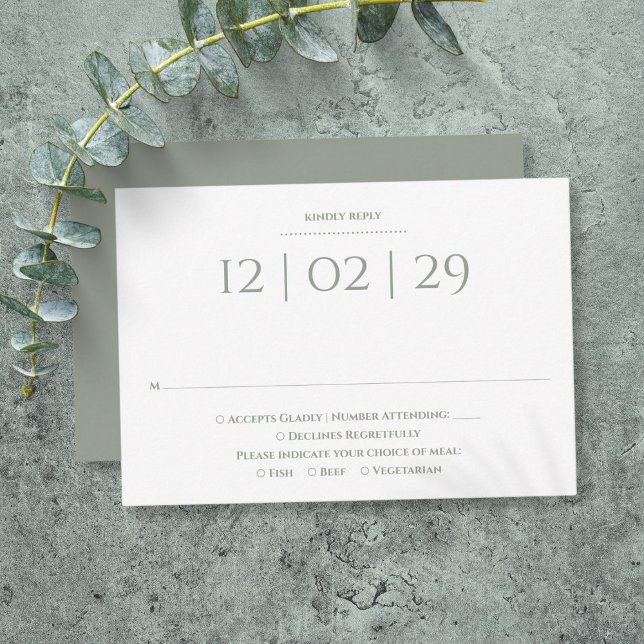 Sage Green Simple Special Date Wedding RSVP Card (Sage Green Simple Special Date Wedding RSVP Card)
