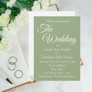 Sage Green Simple Style Wedding Invitation