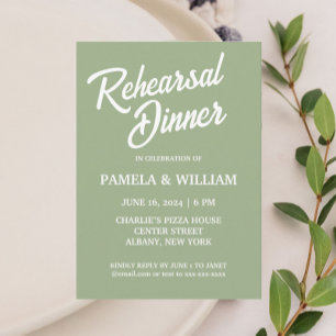 Sage Green Simple Style Wedding Rehearsal Dinner Invitation