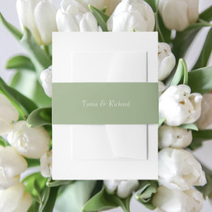 Sage Green Simple Stylised Name Wedding Invitation Belly Band