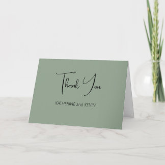 Sage Green Simple Wedding Thank You Card