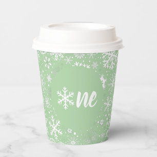 Sage Green Snowflake ONE Paper Cup