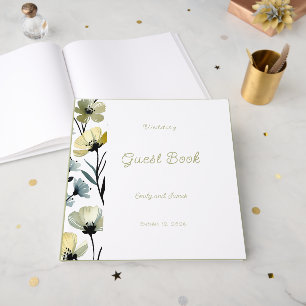 Sage Green & Soft Yellow Botanical Wedding Guest Book