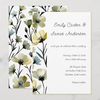 Sage Green & Soft Yellow Botanical Wedding Invitation