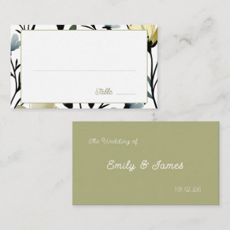Sage Green & Soft Yellow Botanical Wedding Place Card