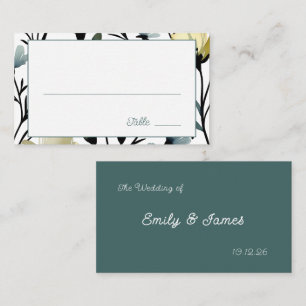 Sage Green & Soft Yellow Botanical Wedding Place Card