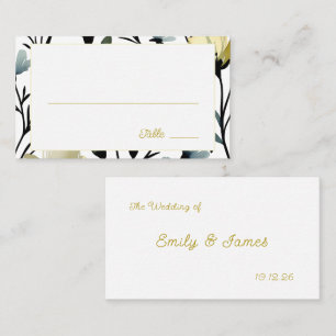 Sage Green & Soft Yellow Botanical Wedding Place Card