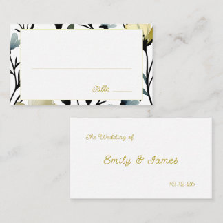 Sage Green & Soft Yellow Botanical Wedding Place Card