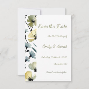 Sage Green & Soft Yellow Botanical Wedding Save The Date