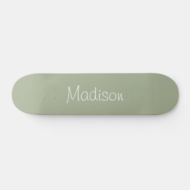 Sage Green Solid Colour Personalised Skateboard (Horz)