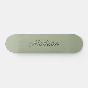Sage Green Solid Colour Personalised Skateboard