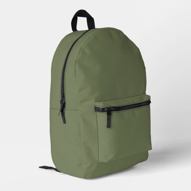 Sage Green Solid Colour Printed Backpack (Back Corner Left)