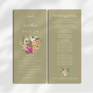 Sage Green Spring Floral Wedding Program Programme