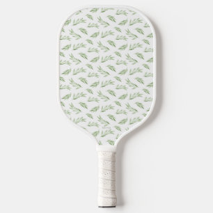 Sage Green Spring Leaves Personalised Name Pickleball Paddle