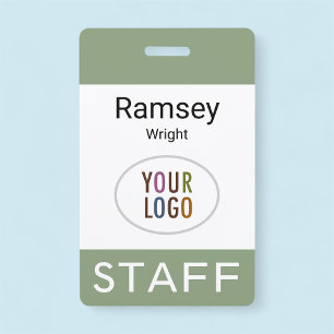 Sage Green Staff Name Tag Badge Clip Reel Lanyard ID Badge