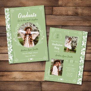 Sage Green Story Book Graduation Invitation