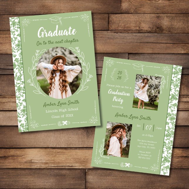 Sage Green Story Book Graduation Invitation (Creator Uploaded)