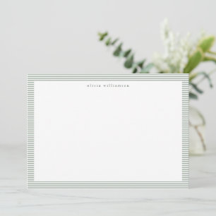 Sage Green Stripe Preppy Classic Personalized Name Card