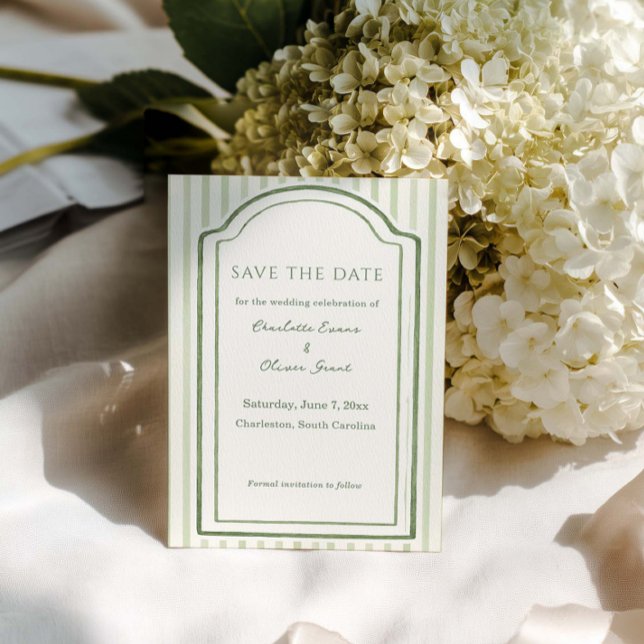 Sage Green Stripe Save The Date (Creator Uploaded)