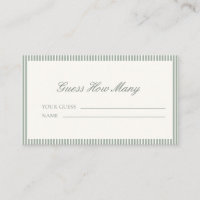 Sage Green Stripe Script Guess How Many Game Card