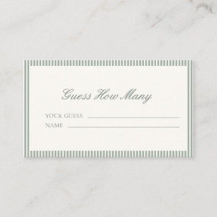 Sage Green Stripe Script Guess How Many Game Card