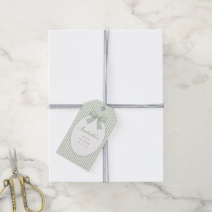 Sage Green Striped Baby Shower  Gift Tags