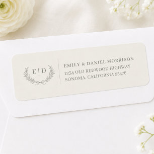 Sage Green Striped Monogram Wedding Return Address