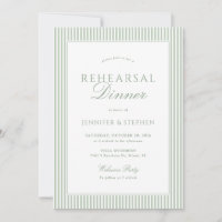 Sage Green Striped Rehearsal Dinner Invitation