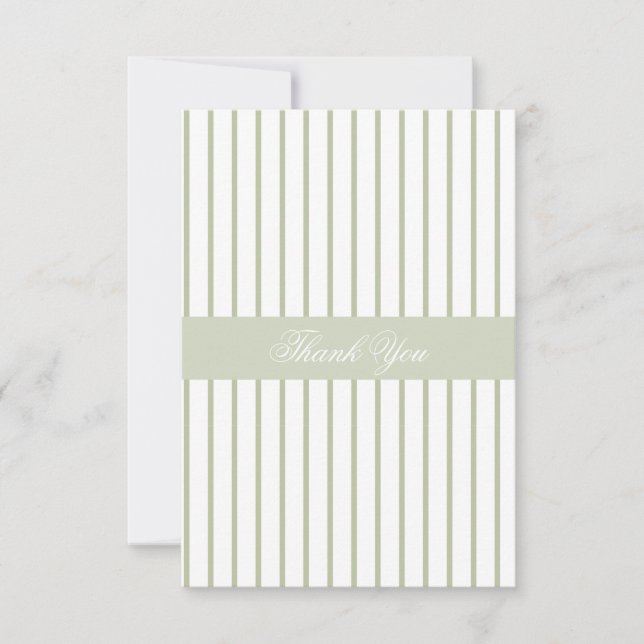 Sage Green Striped Thank You Card (Front)