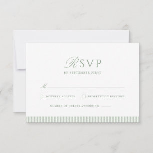 Sage Green Striped Wedding Response Card