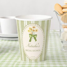 Sage green stripes bridal shower monogrammed