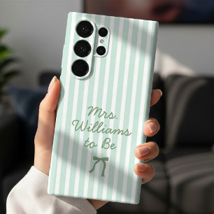 Sage Green Stripes Custom Future Mrs Bride to Be Samsung Galaxy Case