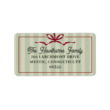 Sage Green Stripes Family Christmas Label
