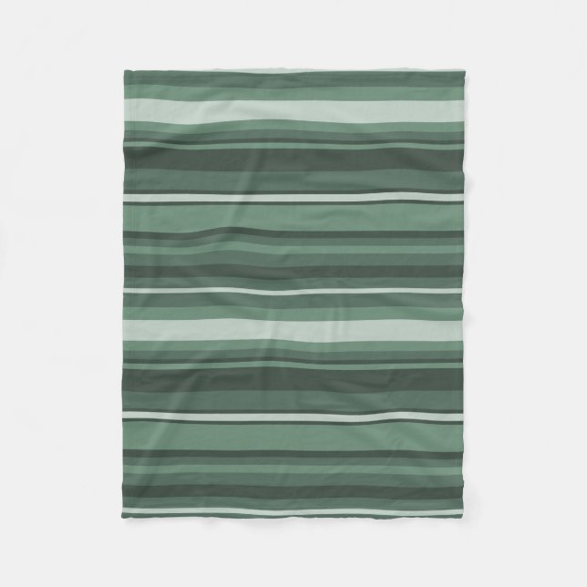 Sage green stripes fleece blanket (Front)